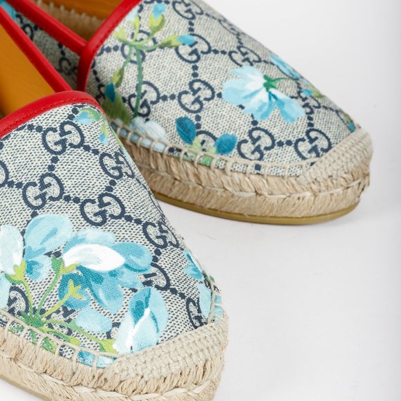 *SOLD* Gucci GG Supreme Canvas Blue Blooms Espadrilles - Picture 6 of 10